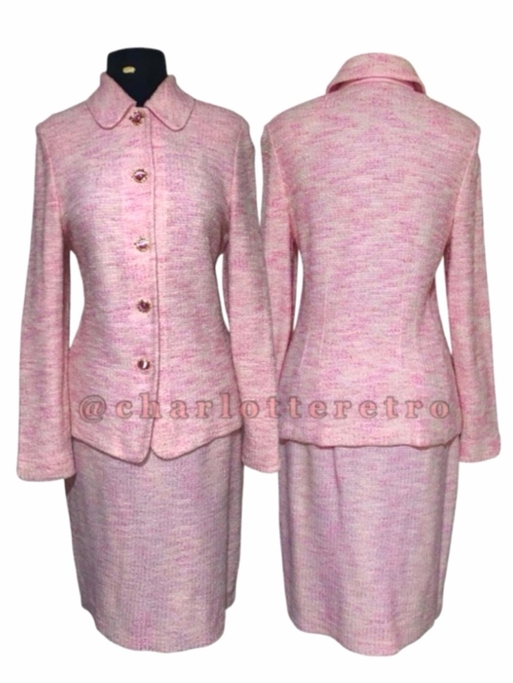 St. John • Santana Knit Pink Skirt Suit • USA